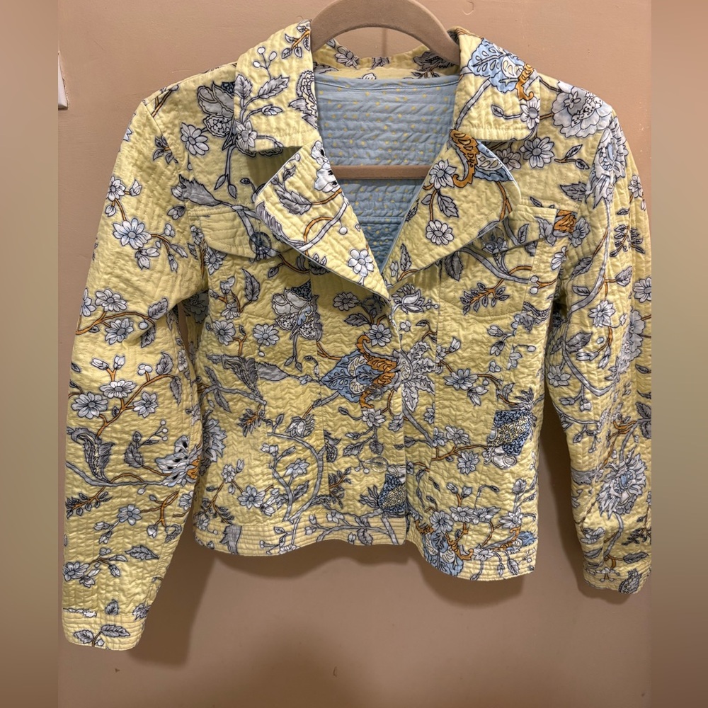 Quilted Reversible Floral Blazer Jacket Women’s Small